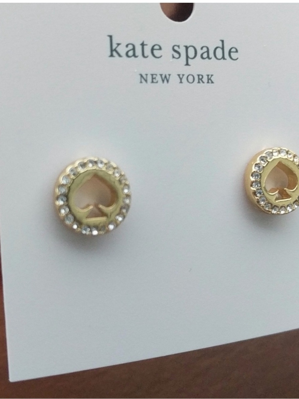 Kate Spade Gold Spade Crystal Stud Earrings